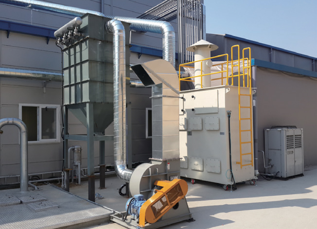 Dust collection when mixing marble raw materials